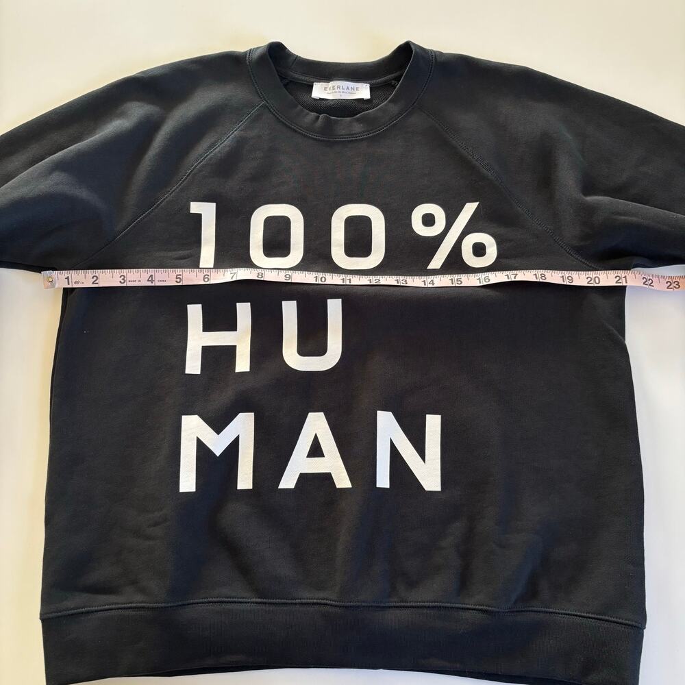 EVERLANE 100% Human French Terry Sweatshirt Black & White Women's Large Cotton - Picture 3 of 6